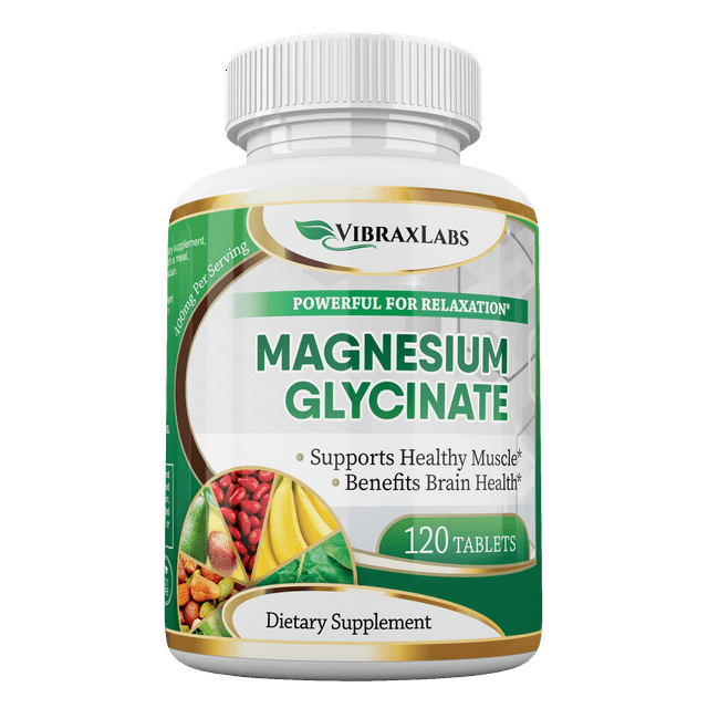 VibraxLabs Magnesium Glycinate Supplement400mg120 Tablets for Men and