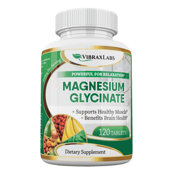VibraxLabs Magnesium Glycinate Supplement 400mg, 120 Tablets for Muscles and Joints, Mood Support