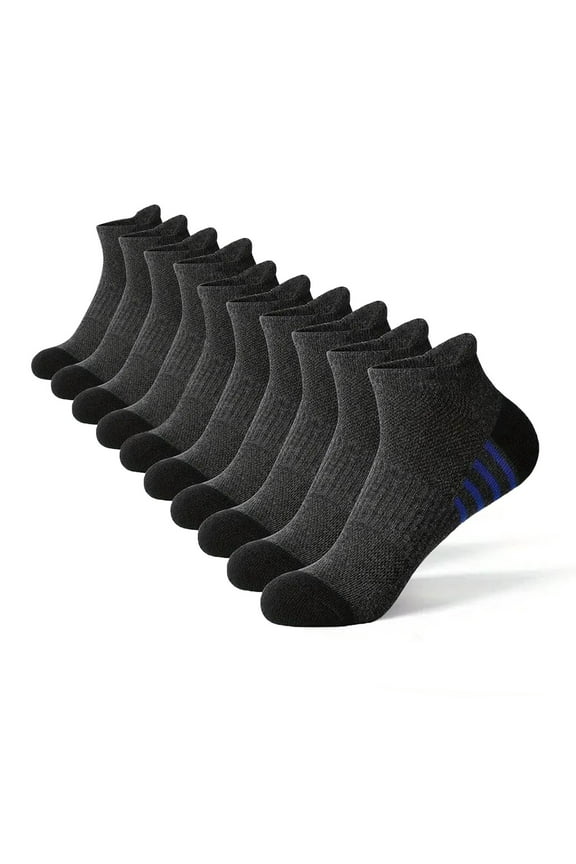 10 PC Men's Casual Solid Color Running Socks Athletic Ankle Socks for Men Breathable Cotton Sweat-absorbing Outdoor Sports Socks Comfortable Fitness Gear Work Slouchy Socks for Women
