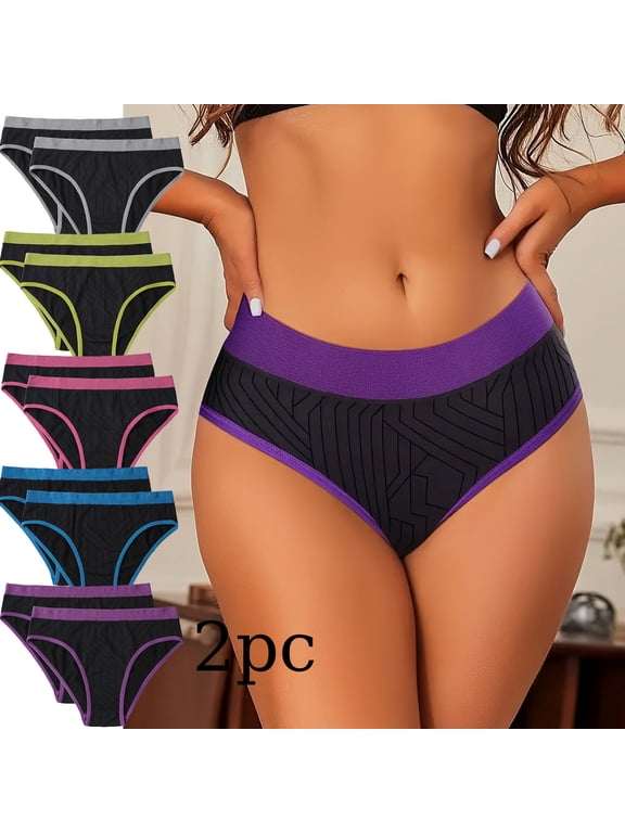 2PC Womens Underwear Fashion Period Panties Women Waist Pants Low Waisted Underwear Briefs,Stretch Briefs,S-2XL