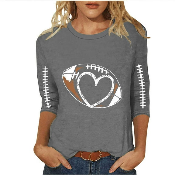 Vibrex 3/4 Length Sleeve Women's Tops Trendy Crew Neck Basic Top Loose Casual T-Shirt Blouses Womens Work Shirts Thin Top Women's Fashion Printed T-shirt Oversized Soft Fall Cozy Sweatshirt