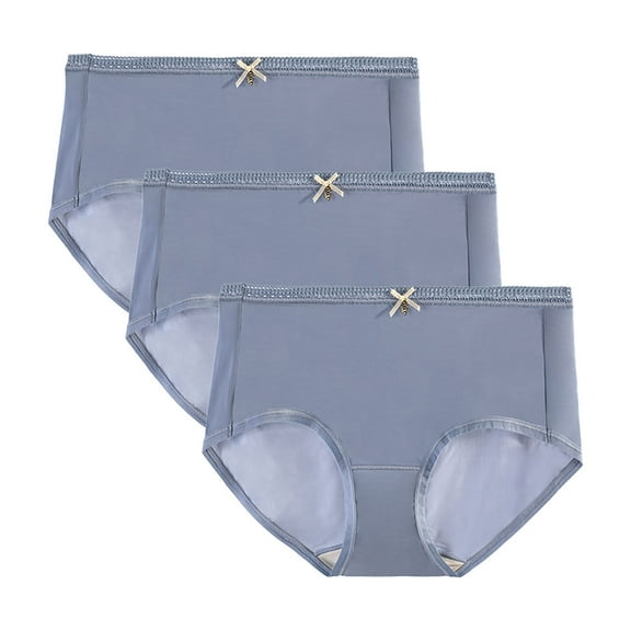 Vibrex 3PC Women's Lightweight Underwear Seamless Under Clothes Women's Solid Color Breathable Underwear Silk Underwear Ice Silk Thin Underwear Low Waisted underwear Period Leak Proof Underwear