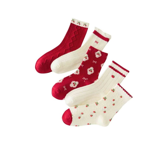 Vibrex 5PC Fashion Children's Long Socks for Kids Print Comfortable Sports Mid Tube Socks for Girls Daily Wear Breathable and Soft Socks for Kid Girls Knee High Socks Kids Long Cotton Tube Socks