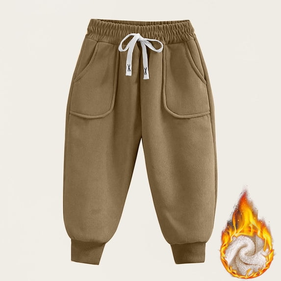 Vibrex Boy and Girls Sweatpants 1-13Years Fashionable Children's Solid Color Elastic Waistband And Thick Leg Pants With Pockets For Adults Sports Pants Long Pants