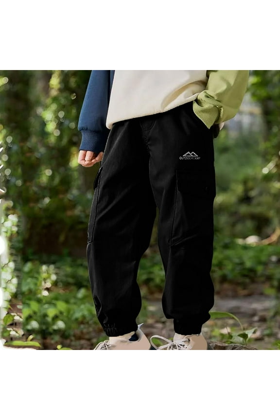 Boys Cargo Pants 5-15Years Male Child Labor Pants Explosion Street Children's Pants Middle-aged Children's Casual Pants Children's Pants Elastic Waist Casual Jogging Trousers