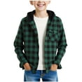 thumbnail image 1 of Vibrex Boys Girls Casual Long Sleeve Hooded Jacket Shirt for Kids Plaid Button Up Jacket Outwear Hoodies Fall Fashion Hooded Shirt Jackets for Boys Casual Oversized Sweatshirts 5-16 Years, 1 of 7