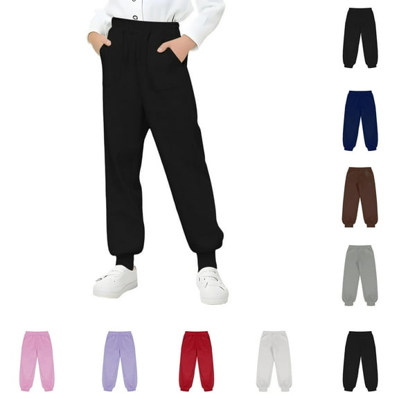 Vibrex Boys Girls Sweatpants Kids Sport Jogger 5-15Years Fashionable Casual Solid Color Tapered Sweatpants For Middle And Large Boys And Girls Sports Pants Long Pants