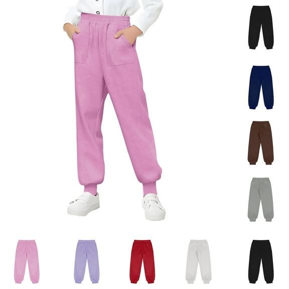 Vibrex Boys Girls Sweatpants Kids Sport Jogger 5-15Years Fashionable Casual Solid Color Tapered Sweatpants For Middle And Large Boys And Girls Sports Pants Long Pants