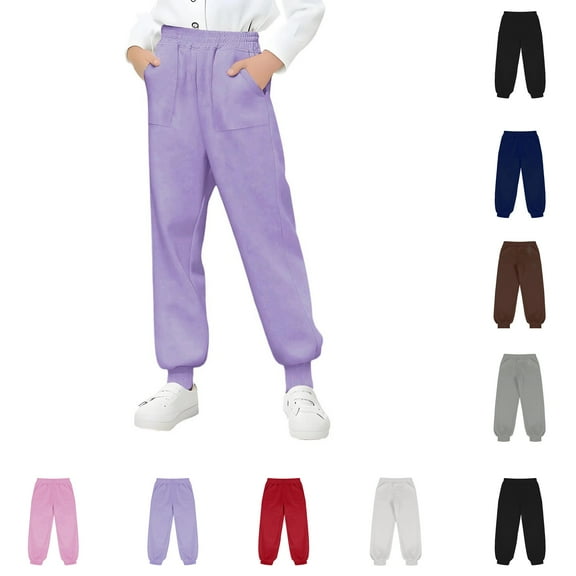 Vibrex Boys Girls Sweatpants Kids Sport Jogger 5-15Years Fashionable Casual Solid Color Tapered Sweatpants For Middle And Large Boys And Girls Sports Pants Long Pants