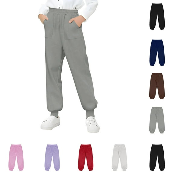 Vibrex Boys Girls Sweatpants Kids Sport Jogger 5-15Years Fashionable Casual Solid Color Tapered Sweatpants For Middle And Large Boys And Girls Sports Pants Long Pants