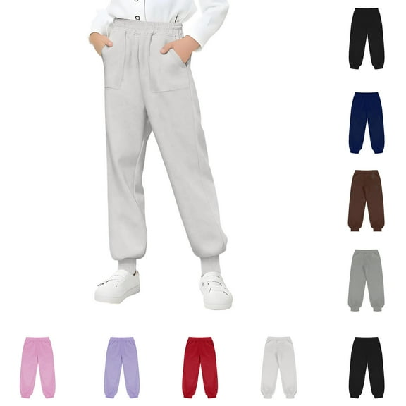 Vibrex Boys Girls Sweatpants Kids Sport Jogger 5-15Years Fashionable Casual Solid Color Tapered Sweatpants For Middle And Large Boys And Girls Sports Pants Long Pants
