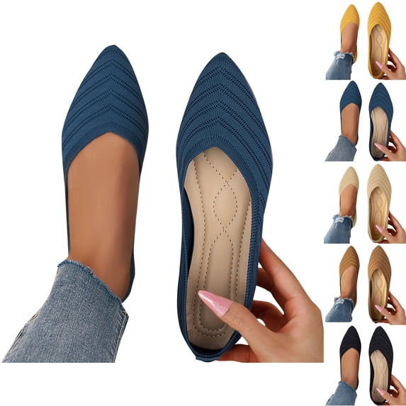 Vibrex Business Casual Shoes Women Solid Color Flat Heel Comfortable Casual Shoes Women's Ballet Flats Comfortable Casual Dressy Shoes Work Flats Office Shoes Pointed Toe Flats Shallow Shoes