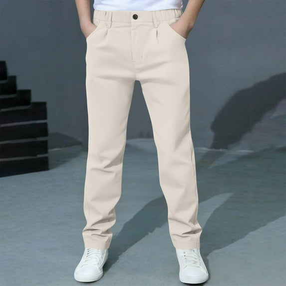 Vibrex Cargo Pants for Kids 4-14Years Boys And Childrens Sports Cargo Pants Stretch Elastic Waist School Kids Twill Joggers For 4-13Years Elastic Waist Casual Jogging Trousers