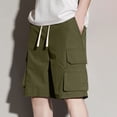 thumbnail image 1 of Vibrex Cargo Shorts Men, Men's Solid Color Workwear Shorts Outdoor Casual Multi Pocket Five Quarter Pants,Men's 5-inch Inseam Shorts Army Green_L, 1 of 9