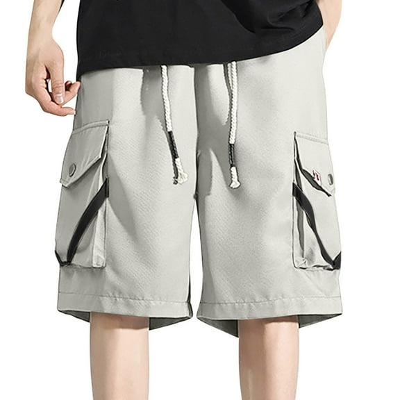 Vibrex Cargo Shorts Men, Men's Solid Color Workwear Shorts Outdoor Casual Multi Pocket Five Quarter Pants,Men's 5-inch Inseam Shorts Beige_4XL