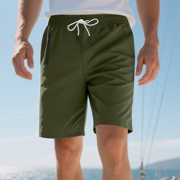 Vibrex Cargo Shorts Men, Men's Summer Solid Color Pocket Elastic Waist Button Straight Tube Breathable Shorts,Relaxed Fit Cargo Shorts Men Army Green_M