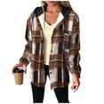 thumbnail image 1 of Vibrex Casual Jackets for Women Fashion Plaid Hooded Long-sleeve Buttoned Hooded Thick Sweatshirt Coat Comfortable Sweatshirts Outerwear Hoodie Jacket Lightweight Fleece Lined Jacket, 1 of 7
