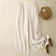 thumbnail image 1 of Women Plus Size Pants Women Loose Fitting High Waisted Linen Wide Leg Long Pants Appear Slim And Color Pants, 1 of 9