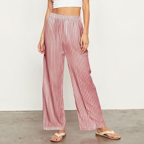 Women Plus Size Pants Women's Stylish Casual Everyday Striped Trousers