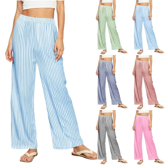 Women Plus Size Pants Women's Stylish Casual Everyday Striped Trousers