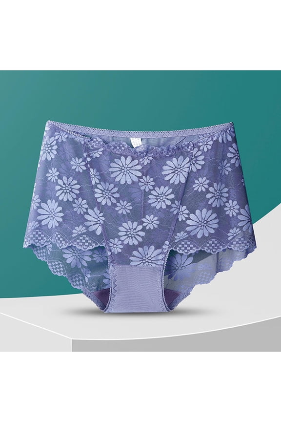 Cotton Underwear for Women Seamless Underwear French Thin Perspective Mesh Lace Underwear Cropping Hip Lifting Low Waist Underwear,Soft Breathable Stretchy Comfort Briefs,L-4XL