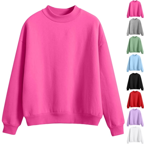 Vibrex Crewneck Sweatshirts Children's Solid Color Long Sleeved Casual Sports Hoodie Top Comfortable Pullover Sweatshirts Shirts Warm Hiking Pullover Oversized Warm Casual Sweatshirt 5-15 Years