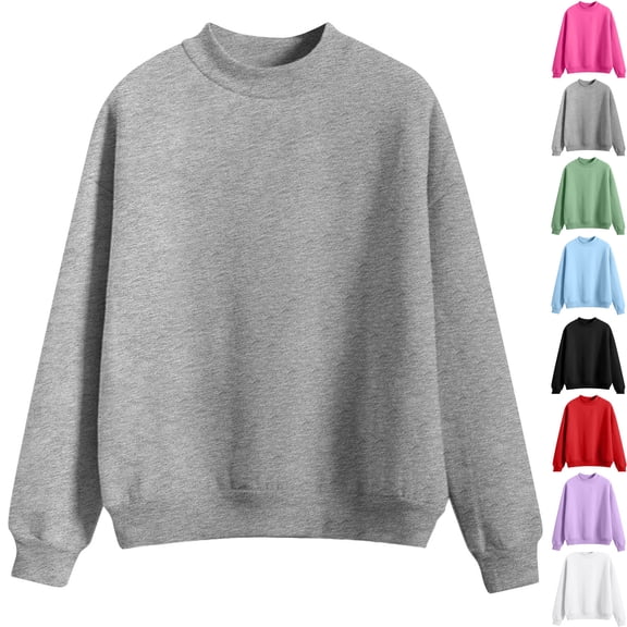 Vibrex Crewneck Sweatshirts Children's Solid Color Long Sleeved Casual Sports Hoodie Top Comfortable Pullover Sweatshirts Shirts Warm Hiking Pullover Oversized Warm Casual Sweatshirt 5-15 Years