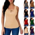 thumbnail image 1 of Vibrex Crop Tank Top for Women,Women Solid Color Round Neck No Sleeves Hanger Camisole Tank,Sleeveless Shirts,Beige_2XL, 1 of 7