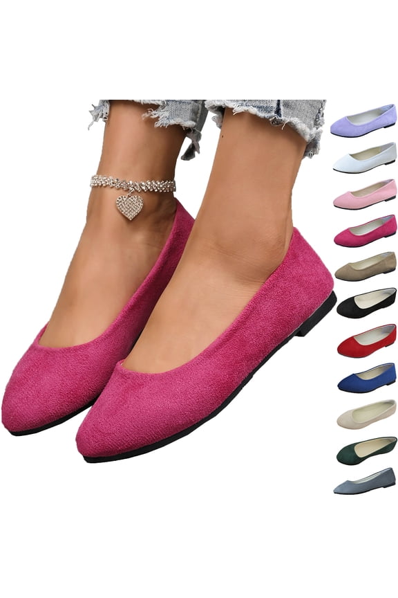 Dress Shoes for Women Round Toe Flats Shoes Ballet Flats Dressy Comfortable Foldable Flats Casual Loafers Solid Color Closed Toe Soft Sole Flat