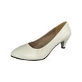 thumbnail image 1 of Vibrex Dress Shoes for Women Versatile Medium Heeled All Season Women's Loose Feet Shallow Mouth Solid Color Work Leather Shoes Women's Pointed Closed Toe Dress Bridal Elegant Wedding Pumps Shoes, 1 of 3