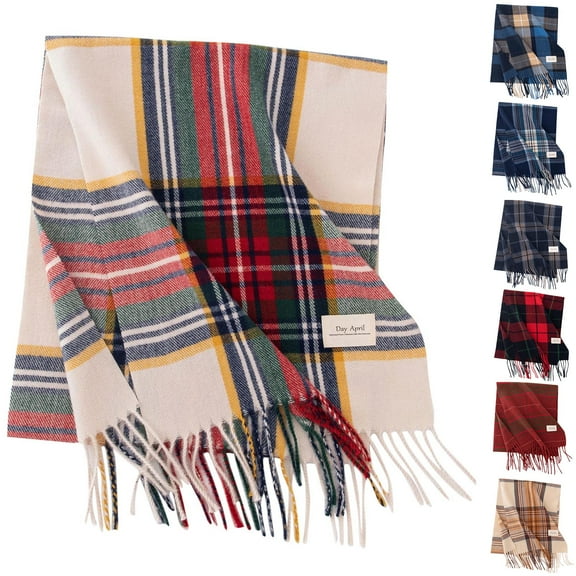 Vibrex Fall and Winter Christmas Checkered Scarf for Women's Warmth with Tassel Women's Christmas Scarf Unisex Classic Tartan Plaid Winter Scarf Soft Breathable Winter Accessories for Women