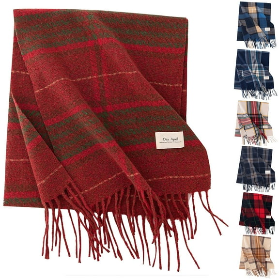 Vibrex Fall and Winter Christmas Checkered Scarf for Women's Warmth with Tassel Women's Christmas Scarf Unisex Classic Tartan Plaid Winter Scarf Soft Breathable Winter Accessories for Women