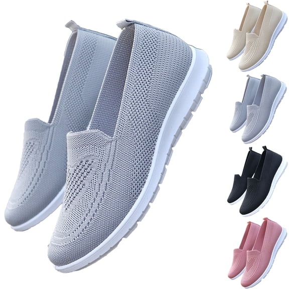 Vibrex Fashion Women Solid Color Soft Sole Outdoor Cloth Shoes Flat Shoes Women's Walking Shoes Comfortable Slip on Round Toe Flat Casual Shoes Loafers for Women Dressy Casual Breathable Shoes