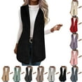thumbnail image 1 of Vibrex Fashion Women Solid Color Vest Sleeveless Open Front Long Cardigan Plus Size Flannel Coat Winter Warm Fuzzy Coat with Pockets Sleeveless Fleece Jacket Long Warm Winter Coat Outerwear, 1 of 8