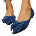 thumbnail image 1 of Vibrex Flats Shoes for Women Dressy Comfortable Women Large Size Shallow Mouth Suede Casual Comfortable Bow Flat Work Fashion Pointed Shoes Shallow Shoe Women's Flats Dressy Lightweight Shoes, 1 of 9