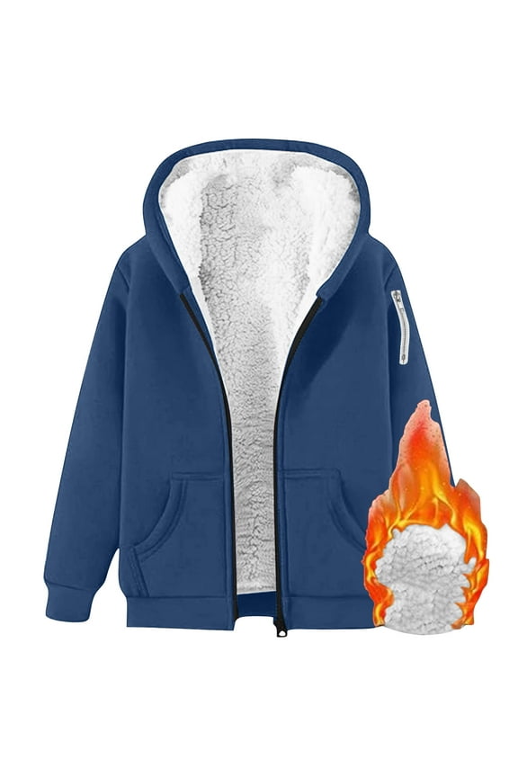 Fleece Jacket Women's Plus Size Heavyweight Fleece Lined Zip Up Hoodie Solid Color Drop Shoulder Pullover Cardigan Pockets Warm Plush Hooded Jacket Fleece Sweater Coat for Women