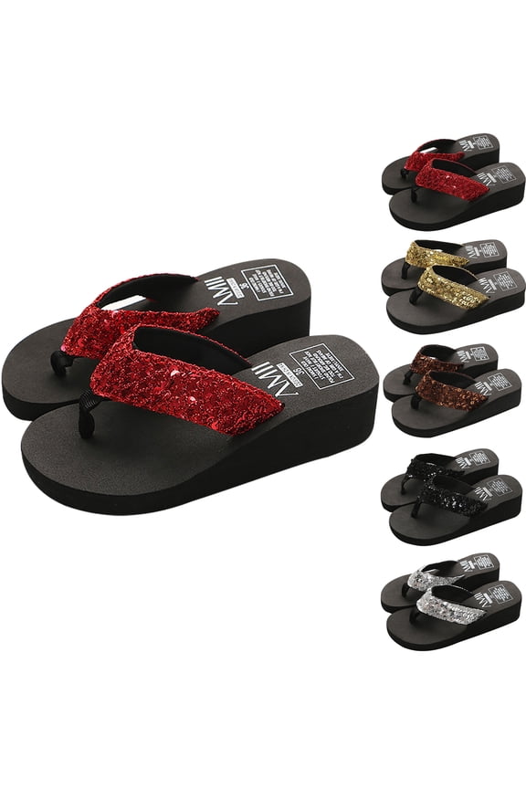 Flip Flops for Women Sequin Beach Sandals Shower Shoes Gym Pool Dorm Water Sandals Flip Flops Casual Sandals Summer Slippers for Beach Swimming Pool Travel Comfortable Shower Shoes