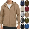 thumbnail image 1 of Vibrex Full-zip Hoodie for Men,Men's Cargo Solid Color Pockets Sports Ditness Training Dropped Shoulder Long Sleeved Hooded Casual Jacket Fall Winter Trendy Causal Jackets, 1 of 7