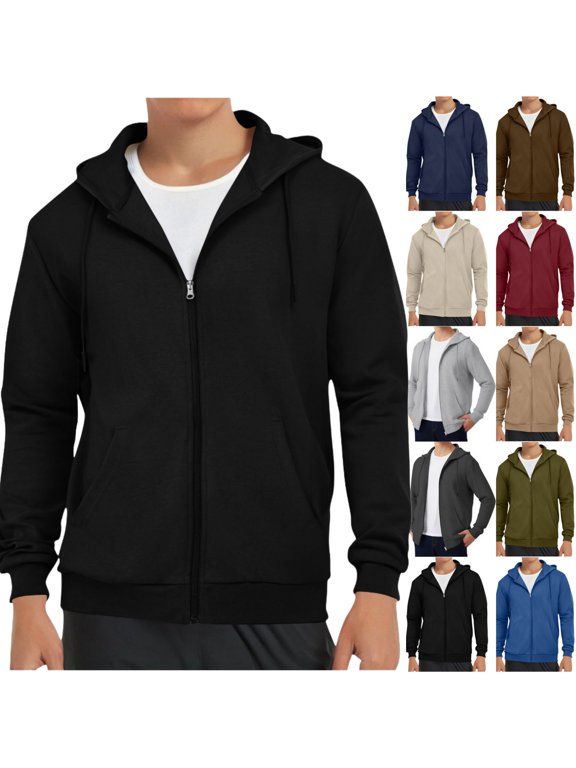 Men's Full Zip Hooded Sweatshirt, Lightweight Athletic Zip Up Hoodie with Pockets, Long Sleeve Casual Running Track Jacket for Gym and Sports