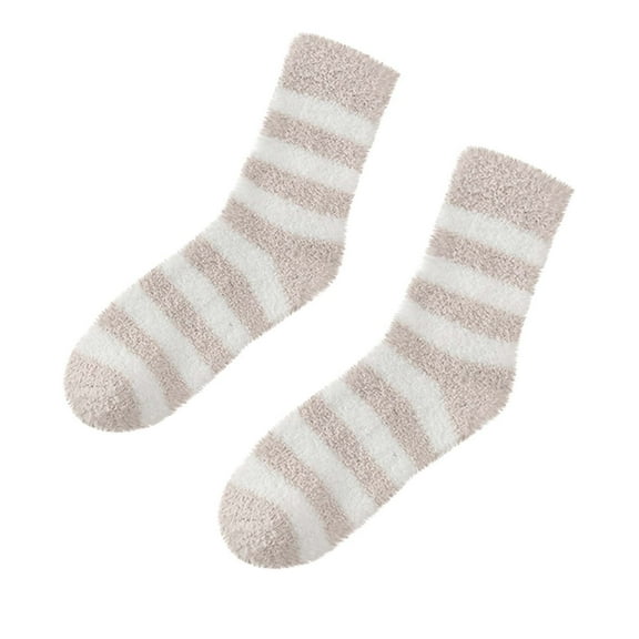 Vibrex Fuzzy Socks for Women and Men Winter Warm Cozy Slipper Socks Womens Fleece Warm Sleep Soft Adult Socks Striped Stretchable Socks Soft Cute Slipper Socks Sleeping Warm Socks