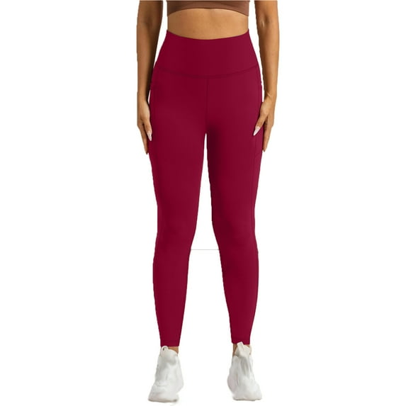 Vibrex High Waisted Leggings for Women Comfortable and Stretchy Solid Color Soft Stretch Slim Yoga Leggings with Pocket Seamless Sports Large Size Hip Lifting Tight Fitting Elastic Pants Yoga Pants