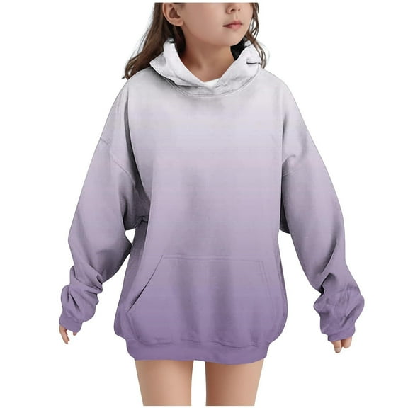 Vibrex Hooded Sweatshirt Children's Long Sleeved Gradient T-shirt Round Neck Top for Boys and Girls Oversized Pullover Fashion Hoodies Pullover Sweatshirts Casual Fall Winter Clothes 4-14 Years
