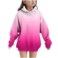 thumbnail image 1 of Vibrex Hooded Sweatshirt Children's Long Sleeved Gradient T-shirt Round Neck Top for Boys and Girls Oversized Pullover Fashion Hoodies Pullover Sweatshirts Casual Fall Winter Clothes 4-14 Years, 1 of 9