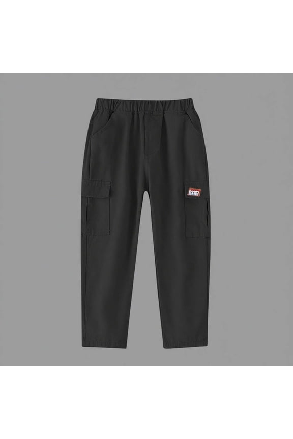 Kid Cargo Pants 1-13Years Boys' And Children's Loose Straight Leg Work Pants With Multiple Pockets And Casual Pants Elastic Waist Casual Jogging Trousers