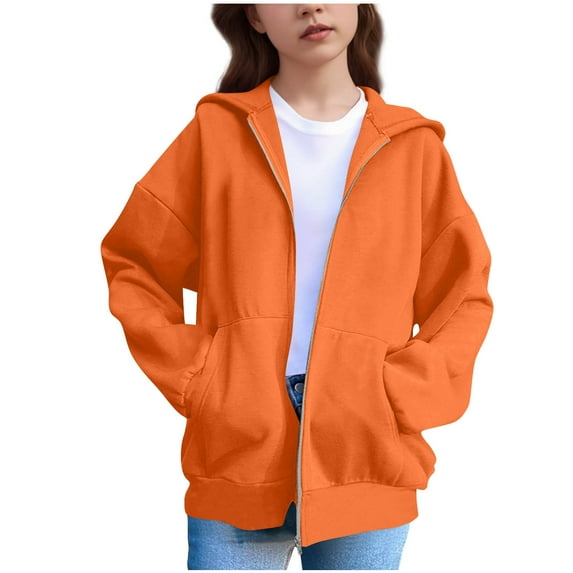 Vibrex Kids Jacket Hooded Sweatshirt Long Sleeve Zip Up Pullover for Boys and Girls Solid Color Lightweight Outdoor Jackets for Kid Warm Jackets for Women Casual Sports Hoodie 5-15 Years