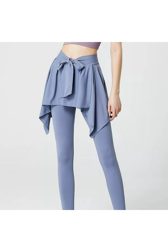 Leggings for Women,Women's Large Size Sports Pants Women's Fake Two-piece High Waist Lace-up Yoga Pants Pocket Quick Dry Tight Buttock Lifting Running Pants Leggings Compression Pants