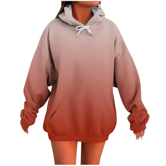Vibrex Lightweight Hoodies for Women Oversized Winter Cute Sweatshirts Pullover 2025 Fashion Tops Trendy Fall Winter Clothes,Red_2XL