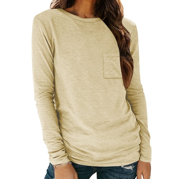 Vibrex Lightweight Shirt for Women, Women's Solid Color Long Sleeved Base With Round Neck Casual T-shirt And Pullover Long Sleeve Lightweight Sweatshirts