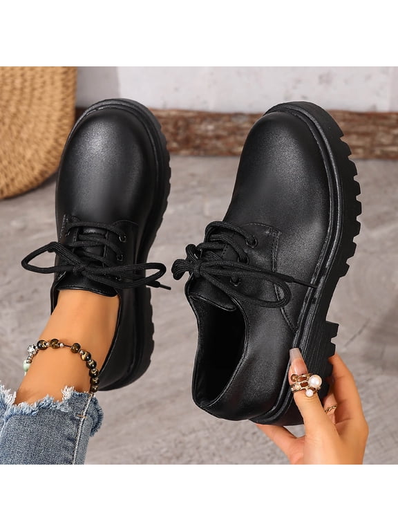 Loafers for Women, Women's Lace Up Oxford Platform Shoes Faux Leather Chunky Sole Casual Comfort Shoes Women's Shoes,Size:8.5