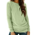thumbnail image 1 of Vibrex Long Sleeve Shirts for Women Casual Soft Crewneck Basic Tee Tops Fall Outfit Clothes Women's Solid Color Round Neck Long Sleeved Layered Sleeve Top Base Shirt Top, 1 of 8